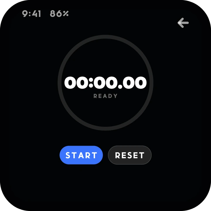 TIMER at 00:00.00 with start and reset